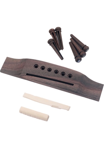 Akustik Gitar Değiştirme Seti Abanoz Köprüsü Uç Pimler Kemik Eyer ve Fındık ve Ahşap Köprü Parçaları (Yurt Dışından)