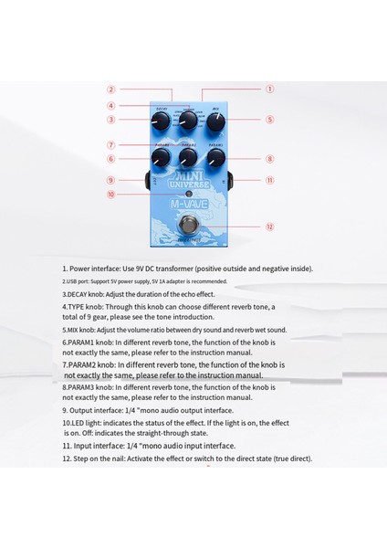 M-Vave Mini Evren Gitar Efekti Elektro Gitar Dijital Yankı Efektleri Pedal Gerçek Baypas Tasarım Metal Kılıfı 9 Yankı Tonları (Yurt Dışından) fiyatları