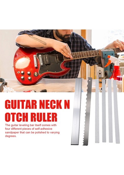 Gitar Boyun Perdesi Kiriş Tesviye Çubuğu Zımpara Kağıdı ve Gitar Boyun Çentikli Düz Kenar Cetvel ile Luthier Aletler (Yurt Dışından) fırsatları