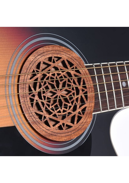 Gitar Ahşap Ses Deliği Ses Deliği Kapağı Blok Geri Besleme Tamponu Eq Akustik Halk Gitarları Için Maun Ahşap, Stil 1 (Yurt Dışından) fırsatları