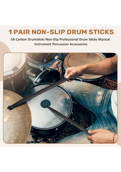 1paır 5A Karbon Sopalar Slip Olmayan Profesyonel Davul Çubukları Müzik Aleti Perküsyon Aksesuarları (Yurt Dışından) fırsatları