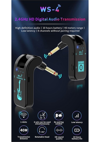 Yeni 2.4g Guitar Kablosuz Alıcı -Veren Elektrikli Blow Piles Ses Şanzıman Alıcı -Veren 8 Kanal Süre 10 Saat B (Yurt Dışından) fırsatları