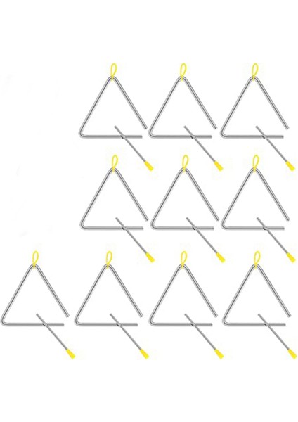 10 Adet Müzikal Çelik Üçgen Perküsyon Enstrümanı, Üçgen El Perküsyon Üçgen Yetişkin (6 Inç) (Yurt Dışından)