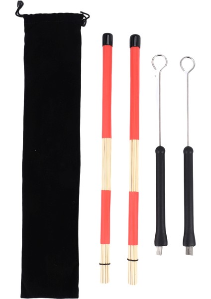 1 Çift Davul Fırçaları Geri Çekilebilir Tel Fırçalar Davul Davul Çubukları Fırça + 1 Çift Çubuklar Davul Fırçaları Çubuklar Davul Çubuk Seti (Yurt Dışından)