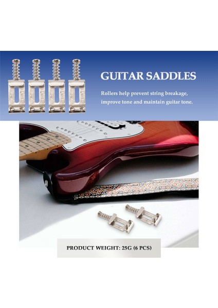 6 Roller Köprü Çekme Ipi Kodu Elektro Gitar Eyer Stratocaster Telecaster Elektro Gitar Aksesuarları Gümüş (Yurt Dışından) fiyatları