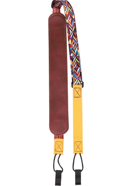 Longteam Ukulele Yumruk Kayışı Eğimli Alçak Tırnak Ukulele Kayış Omuz Askısı Piyano (Sarı Etnik Stil) (Yurt Dışından)