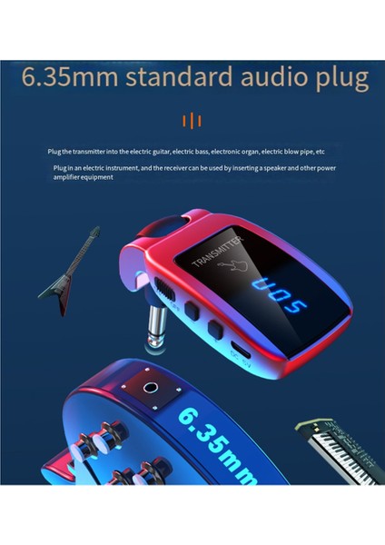 Kablosuz Gitar Sistemi Şarj Edilebilir LED Ekran Uhf Elektro Gitar Siyahı Için Kablosuz Gitar Verici Alıcı (Yurt Dışından)