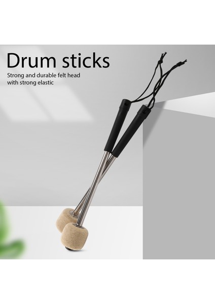 2pcs Bas Davul Kırpısı Keçe Baş Perküsyon Tokmak Timpani Sopa Paslanmaz Çelik Sap, Beyaz (Yurt Dışından) fiyatları