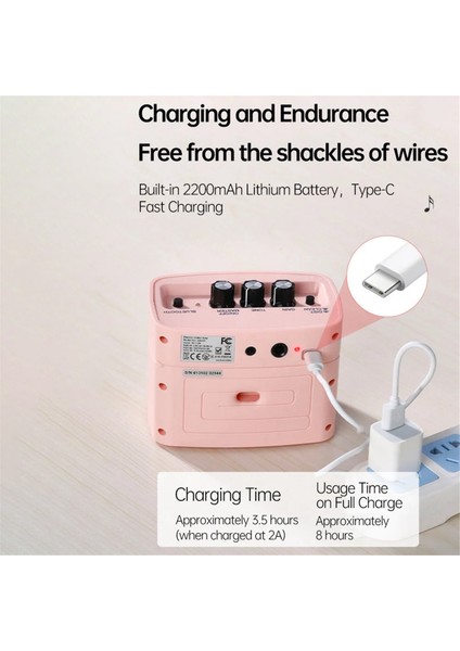 Aroma Gitar Amplifikatörü 5W Elektrik Gitar Amp Bluetooth Temiz ve Overdrive Kanalları ile Küçük Uygulama Gitar Amfisi Pembe (Yurt Dışından) modelleri