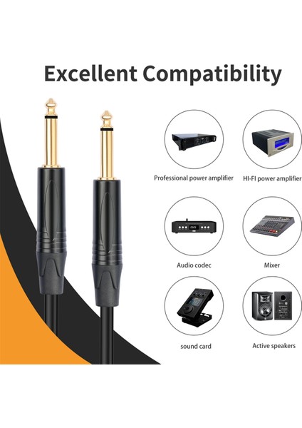 6.35MM 1/4 Gitar Kablosu Erkek - Erkek Ts/trs Electik Gitar Bas Amp Mıxer Here Için Başkalı Site Kablosu 300CM (Yurt Dışından) fiyatları