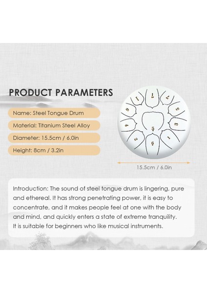 6 Inç 11 Ton Çelik Dil Davul Tavası Drum Drumstick Perküsyon Müzik Enstrümanı Tef Davul Aksesuarları A-A (Yurt Dışından) indirimleri