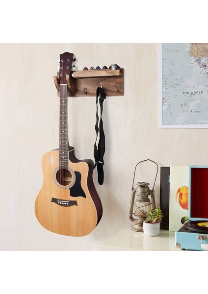 Gitar Duvar Askısı Gitar Tutucu Duvar Montaj Braket Askı Gitar Ahşap Pick Tutucu ve 3 Kancalı Karbonize Asılı (Yurt Dışından) fırsatları