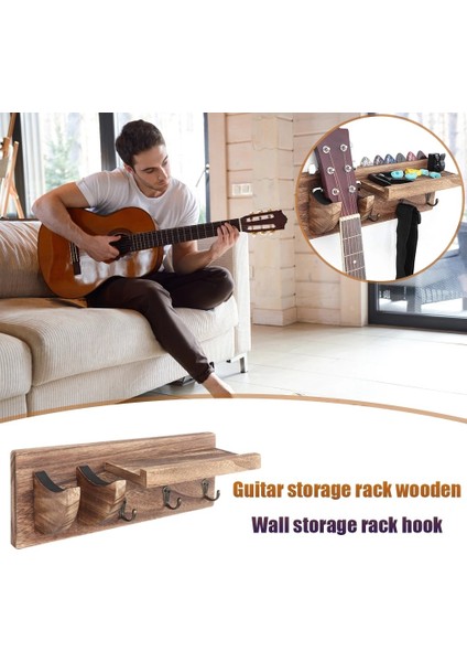 Gitar Duvar Askısı Gitar Tutucu Duvar Montaj Braket Askı Gitar Ahşap Pick Tutucu ve 3 Kancalı Karbonize Asılı (Yurt Dışından) indirimleri