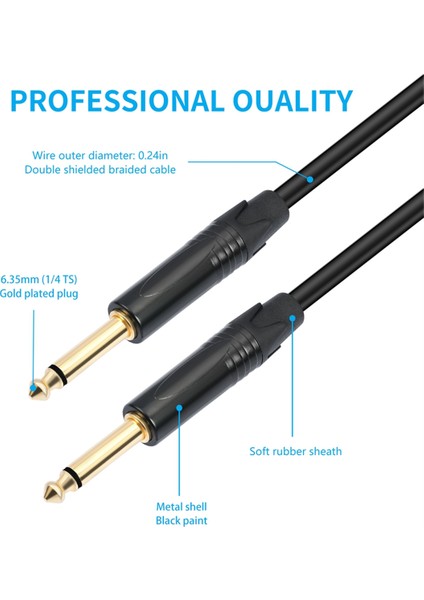 6.35MM 1/4 Gitar Kablosu Erkek - Erkek Ts/trs Elektro Gitar Bas Amp Mikser Hoparlör Için Dengeli Stereo Ses Kablosu 100CM (Yurt Dışından) indirimleri