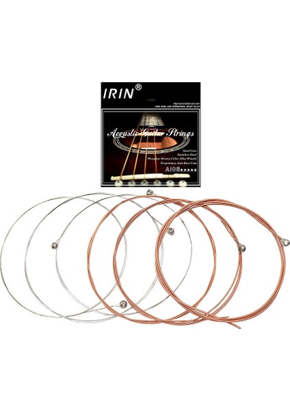 Irin A108 6pcs/set Akustik Flok Gitar Dizesi 009-045 6 Dizeler Gitar Parçaları Aksesuarları (Yurt Dışından)