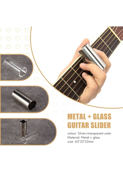 Gitar, Bas, Orta (6 Cm) Için 2 Adet Cam Slayt ve Metal Slayt (Yurt Dışından) indirimleri