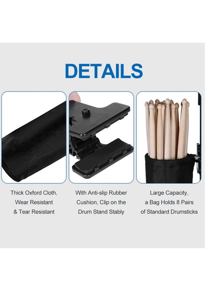 Drum Çubuk Depolama Çantası, Baget Tutucu Kelepçesi, Depolama Torbası Üzerinde Davul Seti Kelepçesi Için Baget Tutucu (Yurt Dışından) indirimleri