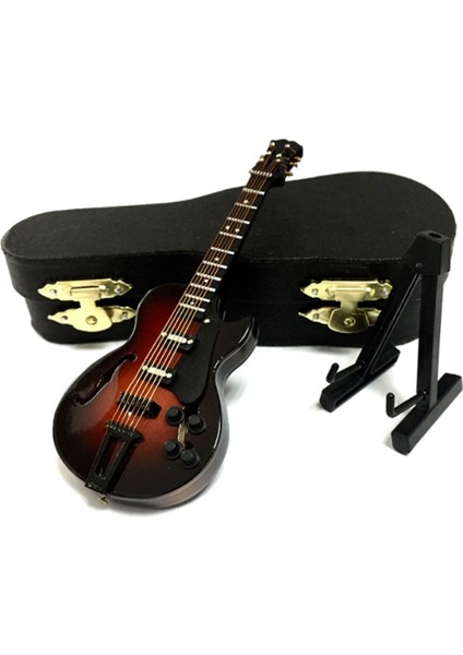 Mini Elektro Gitar Modeli Minyatür Dekorasyon Müzik Enstrümanları Vaka ve Stand, 12CM (Yurt Dışından)