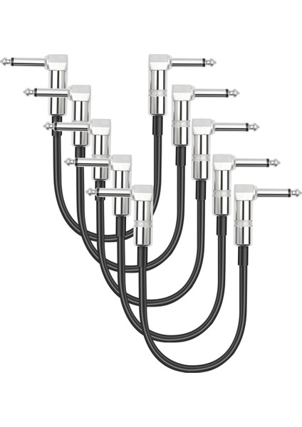 5 Paket Gitar Efekti Pedallı Düz Yama Kabloları 6 Inç Uzunluk 1/4 Inç Sağ Açılı Konektörler Yama Kablosu (Yurt Dışından)