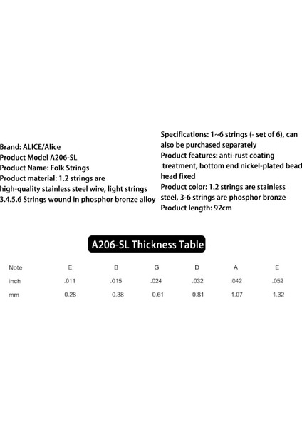 Alice A206SL Akustik Gitar Dizeleri Dize Set Paslanmaz Çelik Kaplamalı Fosfor Bronz Kürek Anti 1.-6th Guar Strings (Yurt Dışından) fırsatları