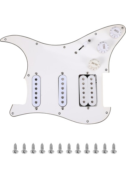 Elektro Gitar Pickguard Pikapları Yüklü Önceden Kablolanmış Çizik Plakası Montajı 11 Delik Beyaz (Yurt Dışından)