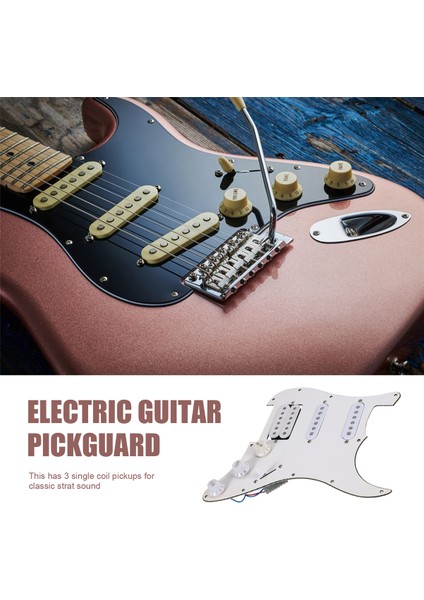 Elektro Gitar Pickguard Pikapları Yüklü Önceden Kablolanmış Çizik Plakası Montajı 11 Delik Beyaz (Yurt Dışından) fırsatları
