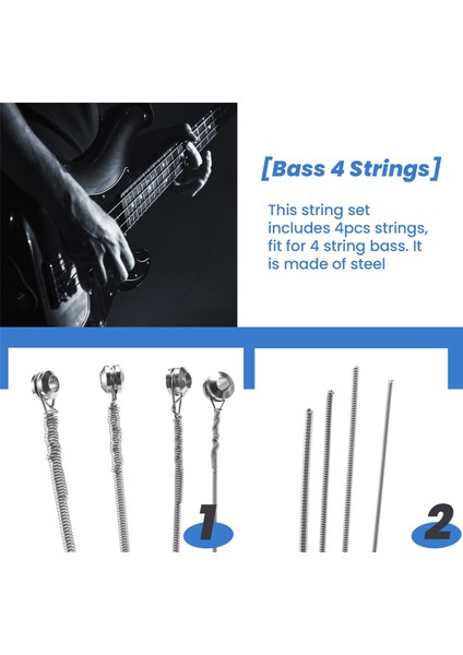 4 Adet Paslanmaz Çelik Bas Dizeleri Bas Gitar Parçaları Aksesuarları Gitar Ipi Gümüş Kaplama Gauge Bas Gitar Müzik Aksesuarları (Yurt Dışından) fırsatları