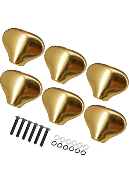 6pcs Çinko Alaşım Elektro Gitar Ayarlama Mandalları Kapak Tunerleri Makine Kafası Yedek Düğmeler Topuzlar Gitar Aksesuarları, Altın (Yurt Dışından)