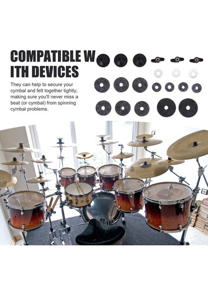 21 Pcs Zil Keçeleri Hi-Hat Debriyaj Keçe Çemberi Stand Kılıfları Temel Kanat Somunları ve Drum Grisi Için Zil Yıkayıcısı (Yurt Dışından) indirimleri