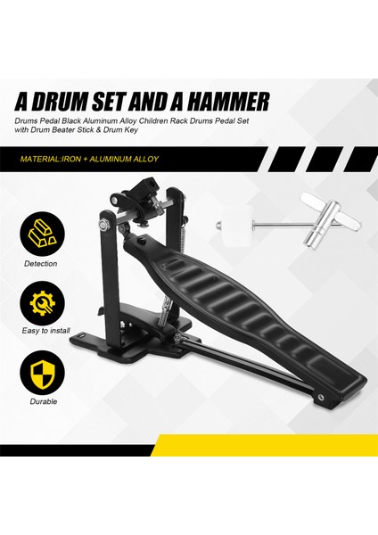 Davul Pedalı Siyah Alüminyum Alaşım Çocukları Davul Çırpıcı Çubuk ve Davul Anahtarı ile Davul Pedal Seti (Yurt Dışından) fırsatları