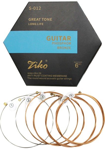Ziko S-012 Akustik Gitar Dizeleri Nikel Kaplamalı Karbon Çelik Altıgen Alaşım Kaplı Fosfor Bronz Gitar Dizeleri, 6 Pcs (Yurt Dışından) fiyatları