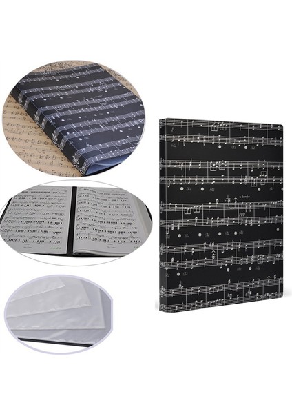 Müzik Sayfası Kağıt Depolama Klasör Belgeleri Tutucu Boş Sayfa Dosyaları Plastik A4 Boyutu 40 Cepler (Müzik Sayfası Siyah) (Yurt Dışından) fiyatları