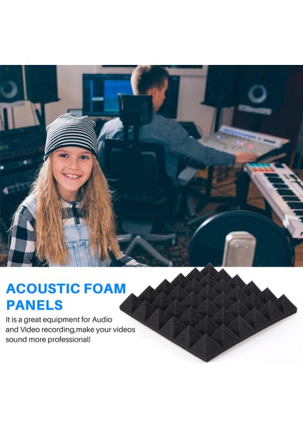 12 Adet Ses Geçirmez Köpük Paneller, Duvar, Stüdyo, Ev ve Ofis Için 2 Inç x 12 Inç x 12 Inç Piramit Şekilli Akustik Paneller (Yurt Dışından) fırsatları