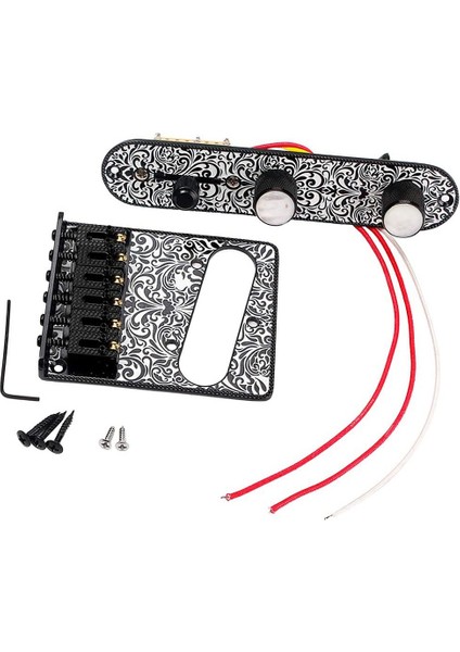 Metal Oyma Elektro Gitar Eyer Köprüsü Pikap Yuvası Telecaster Gitar Değiştirmeleri Için Set, Siyah (Yurt Dışından) fiyatları