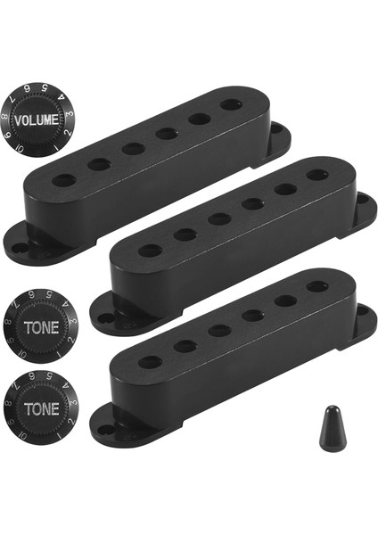 3pcs Dayanıklı Gitar Pikap Kapağı Hacim Tonu Düğmeleri Anahtar Ipucu Seti, Siyah (Yurt Dışından) modelleri
