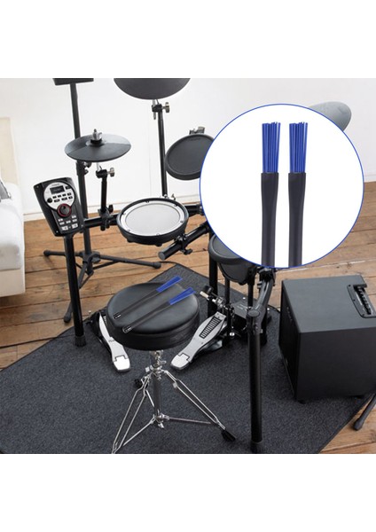 1 Çift Geri Çekilebilir Siyah Tutamaklar Caz Davul Fırçaları Mavi Naylon 32CM Yapışır (Yurt Dışından) modelleri