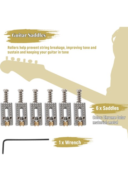 6 Roller Köprüsü Tremolo Sarışçısı Fender Strat Tele Tele Tele Elektro Gitar Krom Renk (Yurt Dışından) indirimleri