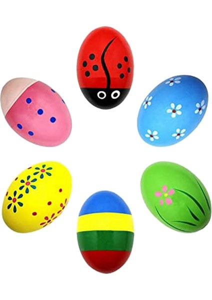 Ahşap Yumurta Shakers Baby Marakas Yumurta Bebek Çocuk Müzik Enstrümanları Erken Öğrenme Oyuncakları, 6 Pc (Yurt Dışından)