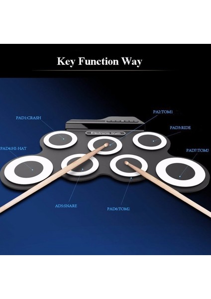 7 Pedler Elektrikli Davul Seti, Taşınabilir Roll Up Davul Uygulama Pedi Davul Kiti Davul Çubukları, Çocuklar Için Hediye Yetişkinler (Yurt Dışından) indirimleri