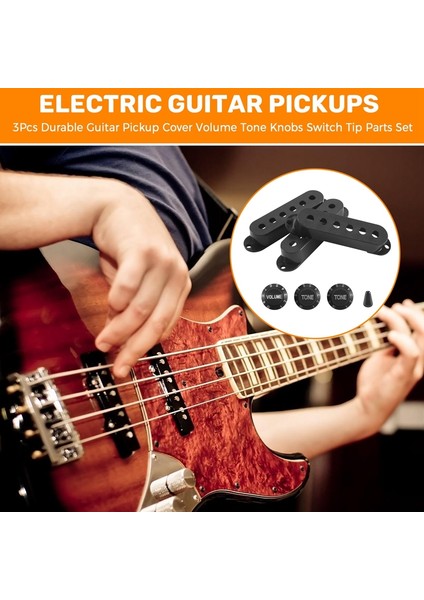 3pcs Dayanıklı Gitar Pikap Kapağı Hacim Tonu Düğmeleri Anahtar Ipucu Seti, Siyah (Yurt Dışından) fırsatları