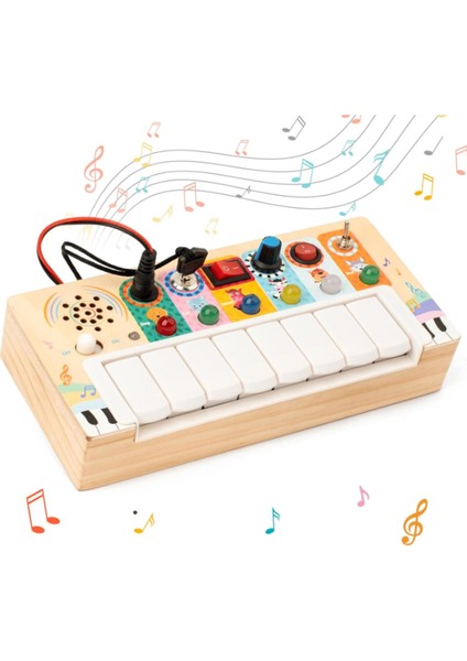 Meşgul Kurucu Yürümeye Başlayan Oyuncaklar, Çocuk Duyusal Oyuncakları Müzik ve LED Işık Anahtarları, Ahşap Oyuncaklar Işık Switch Oyuncakları (Yurt Dışından)