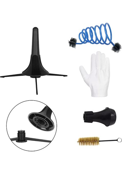 Pirinç Trompet Aksesuarları Braket Braketi + Sabit + Halat Fırçası + Piston Fırçası + Eldivenler (Yurt Dışından)