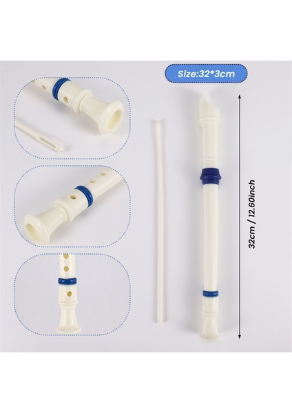 Müzik Enstrümanı 6 Delik Soprano Flüt Kaydedici Beyaz Mavi (Yurt Dışından) fırsatları