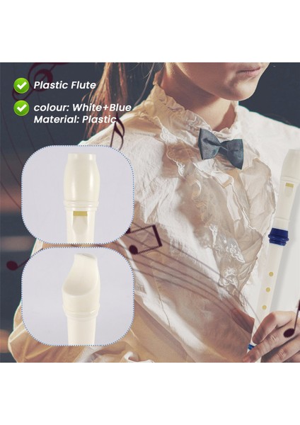 Müzik Enstrümanı 6 Delik Soprano Flüt Kaydedici Beyaz Mavi (Yurt Dışından) indirimleri