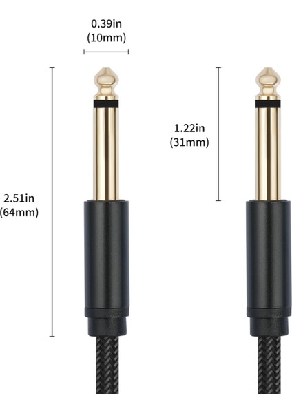 6.35MM Gitar Kablosu Mono Port 1/4 Ts Bağlantı Hattı Erkek - Erkek Konektör Enstrüman Kablosu Kablosu (Yurt Dışından) fırsatları