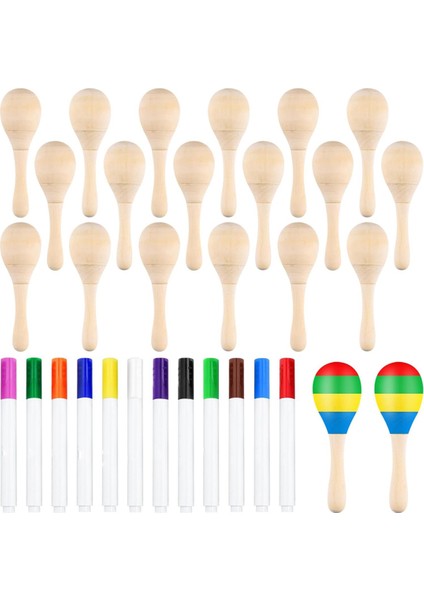 20PCS Dıy Ahşap Maracas Çocuklar Için, Meksika Fiesta Partisi Için Mini Maracas 12 Adet Çok Renkli Kalemlerle Iyilik Yapıyor, Parti (Yurt Dışından)