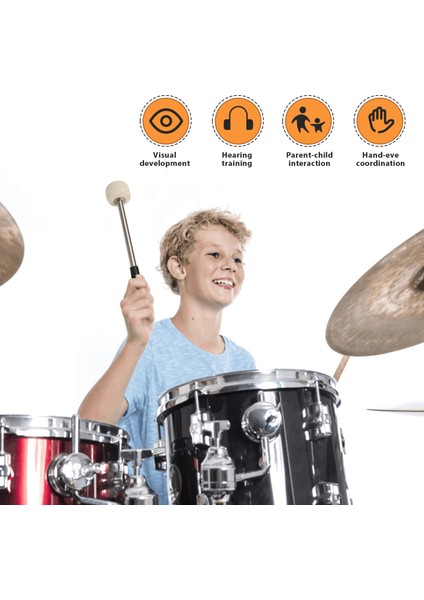 2 Adet 12.5 Inç Bas Çelik Davul Tokter, Paslanmaz Çelik Saplı Yün Keçe Davul Çubukları, Kayma Önleyici Yün Davul Tokmak (Yurt Dışından) indirimleri