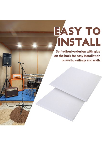 Kendinden Yapışkan Akustik Paneller 12 Paket, 12 x 12 x 0.4 Inç Ses Geçirmez Dolgu, Ev Için Ses Emici Panel, Beyaz (Yurt Dışından) indirimleri