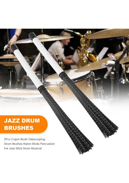2pcs Cajon Fırça Teleskoping Davul Fırçaları Naylon Çubuklar Jazz Stick Drum Musical Için Perküsyon (Yurt Dışından) fırsatları
