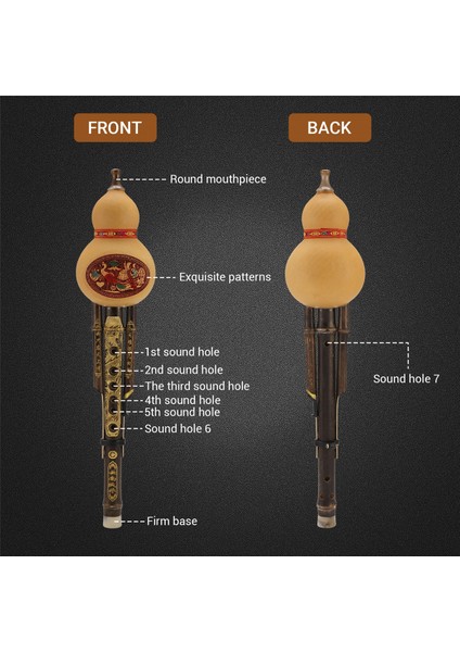 El Yapımı Bambu Hulusi Kabak Cucurbit Flüt Etnik Müzik Enstrümanı C&#39;nin Anahtarı Yeni Başlayan Müzik Severler Için Durum (Yurt Dışından) fırsatları